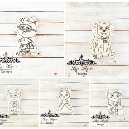 Doodle coloring doll stuffie Super Reading set Embroidery file
