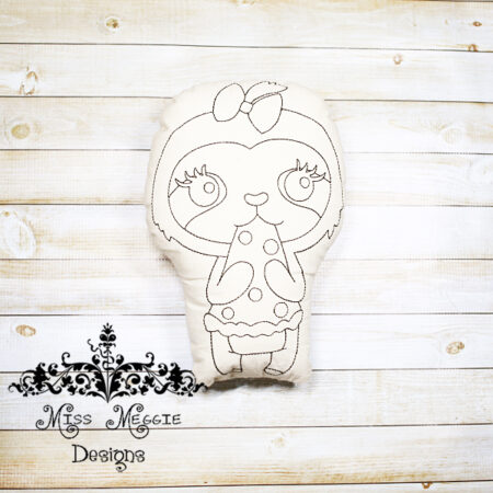 Doodle coloring stuffie  doll Sloth Pizza ITH Embroidery file