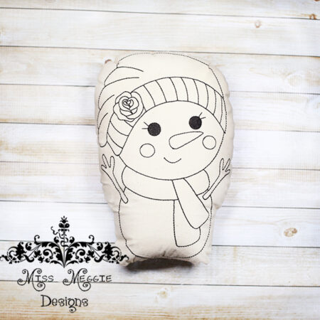 Doodle coloring stuffie  doll Snowman girl  ITH Embroidery file