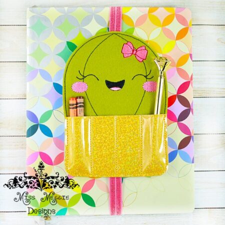 Cactus Cutie crayon holder Bookmark ITH Embroidery design file