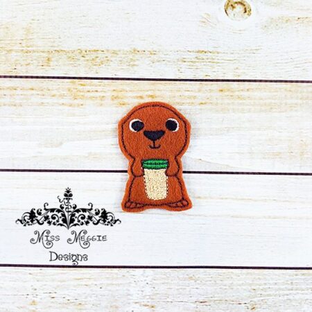 Sea Otter Coffee Latte feltie design ITH embroidery design file