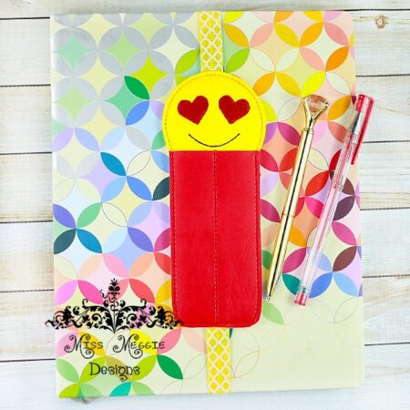 Planner 2 pen holder Heart Eyes ITH Embroidery design file
