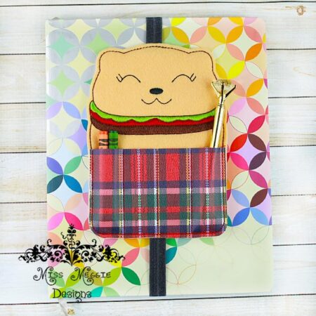 Kitty Burger crayon holder Bookmark ITH Embroidery design file