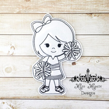 Coloring flat doll Cheerleader ITH Embroidery design file