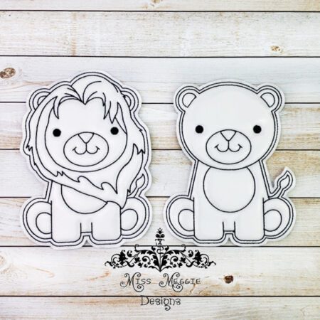Coloring doll Flat set Lion set Ith Embroidery design file