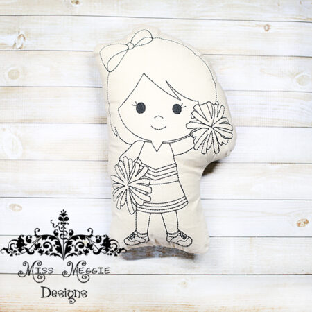 Doodle coloring doll stuffie cheerleader 1 ITH Embroidery file