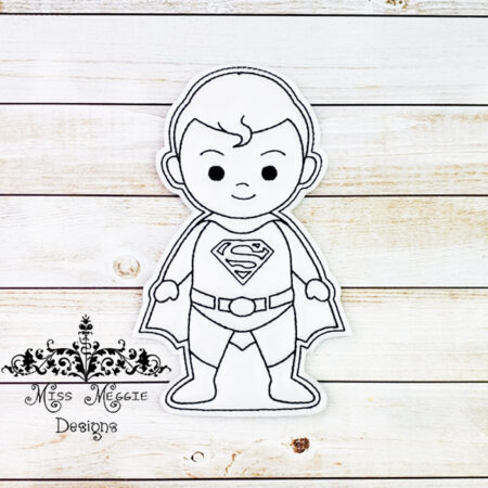 Coloring doll flat Super Guy ITH Embroidery design file