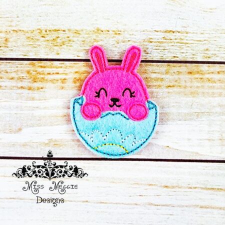 Bunny in egg shell  feltie design ITH embroidery design file