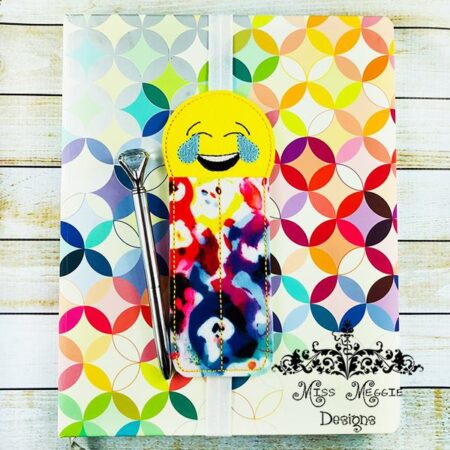 Planner 2 pen holder Laugh cry face ITH Embroidery design file