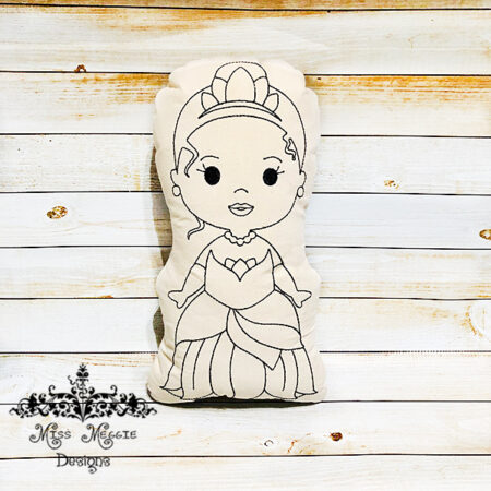 Doodle coloring doll stuffie Frog Princess Embroidery file