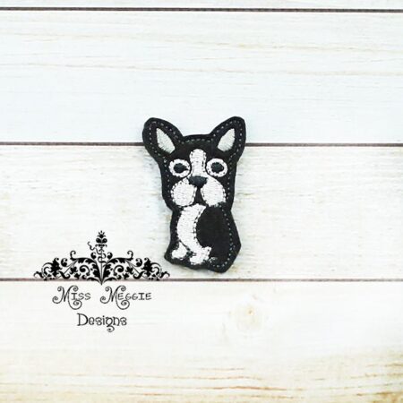 Boston Terrier Dog feltie design ITH embroidery design file