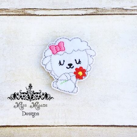 Spring Lamb Flower  feltie design ITH embroidery design file