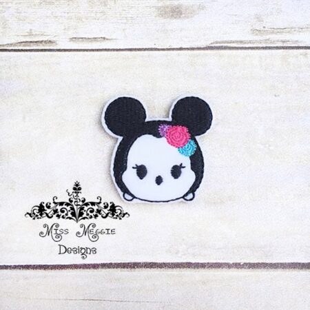 Puff Mouse Girl Roses feltie design ITH embroidery design file