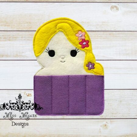 Punzel Princess crayon holder ITH Embroidery design