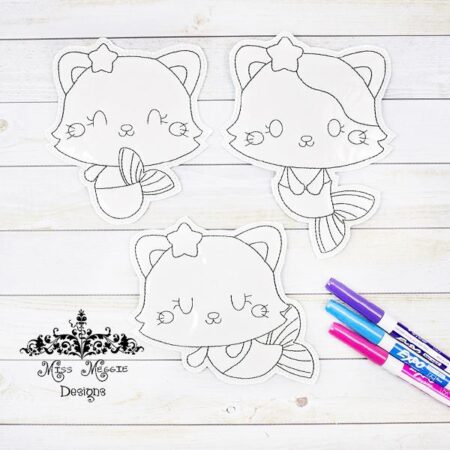 CatFish Cat Kitty set coloring dolls ITH Embroidery design file