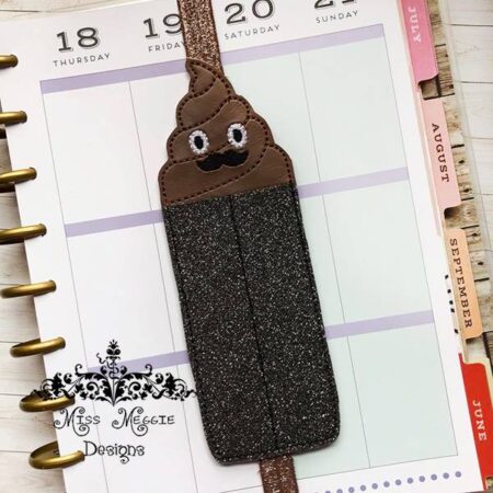 Planner 2 pen holder Poop Mustache ITH Embroidery design file