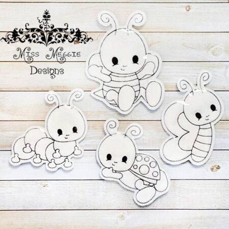 Baby Bug Spring  coloring doll set ITH Embroidery design file