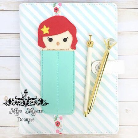Planner 2 pen holder sea girl ITH Embroidery design file