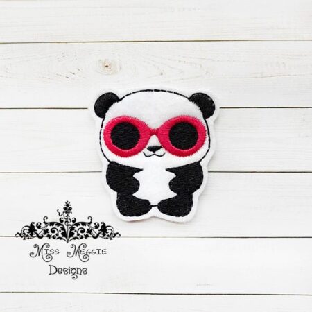 Panda Sunglasses summer feltie design ITH embroidery design file