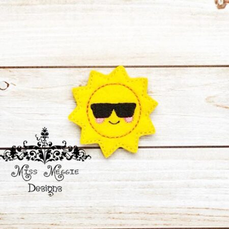 Sun Sunglasses Summer  feltie design ITH embroidery design file
