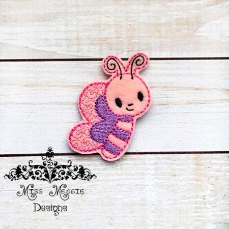 Baby Bug Butterfly feltie design ITH embroidery design
