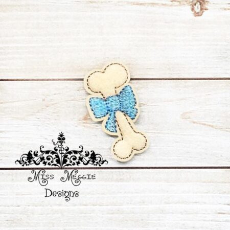 Dog Bone Bow feltie design ITH embroidery design file