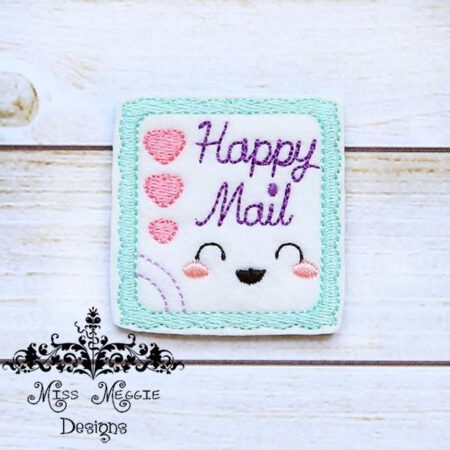 Happy Mail Stamp feltie design ITH embroidery design