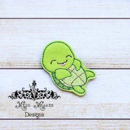 Happy Baby Sea Turtle feltie design ITH embroidery design