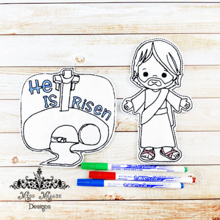 Jesus Coloring flat doll set ITH Embroidery design file