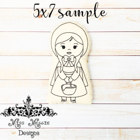 Doodle coloring doll stuffie Red Riding hood Embroidery file