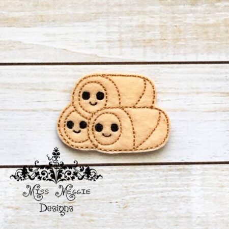 Chinese Three Spring Rolls cute Feltie ITH design digital file