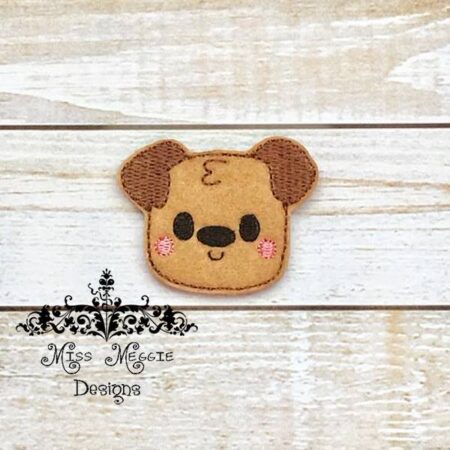 Sweet Puppy Dog Head feltie ITH Embroidery design file