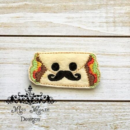 Mustache Burrito feltie ITH Embroidery design file