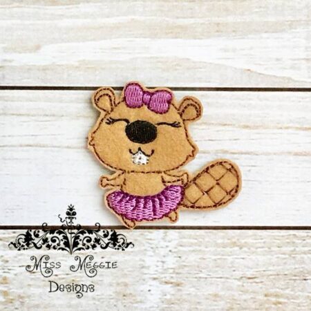Beaver Ballet Girl feltie ITH Embroidery design file