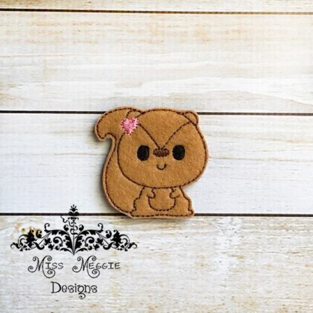 Sweet Squirrel Animal feltie ITH Embroidery design file