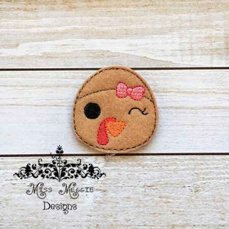 Turkey Bow fall feltie ITH Embroidery design file