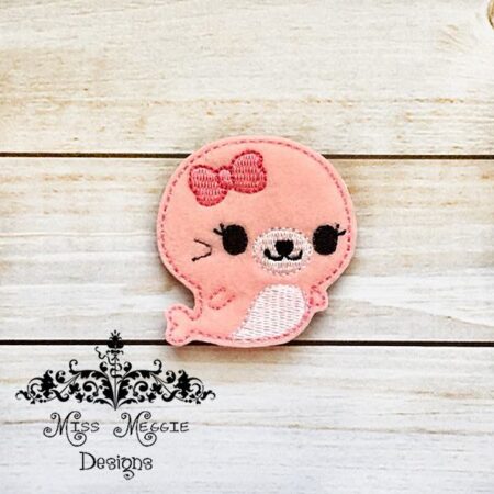 Girl Harp Seal feltie ITH Embroidery design file