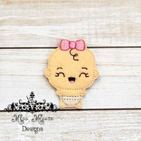 Laughing Baby Girl feltie ITH Embroidery design file