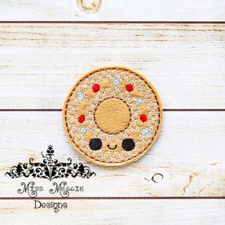 Gingerbread Donut Wreath  Cookie feltie ITH Embroidery design