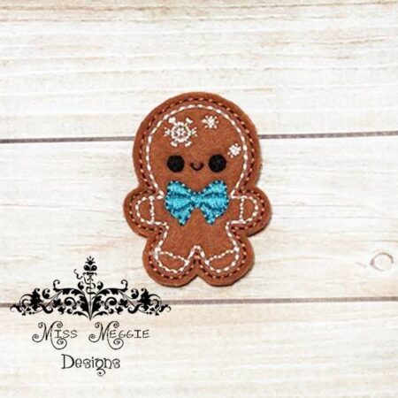 Gingerbread man Snowflake Cookie feltie ITH Embroidery design