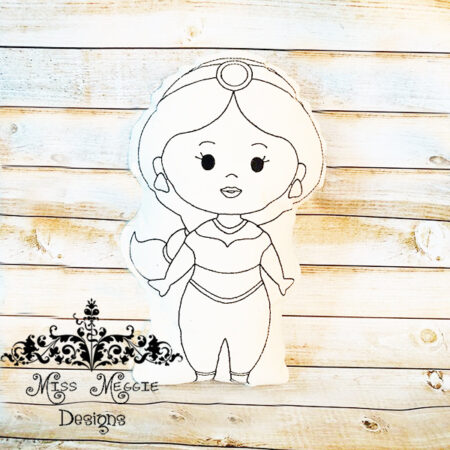 Doodle doll coloring stuffie Princess Jaz ITH Embroidery file