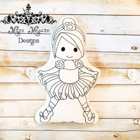 Doodle doll coloring stuffie Ballet girl ITH Embroidery file