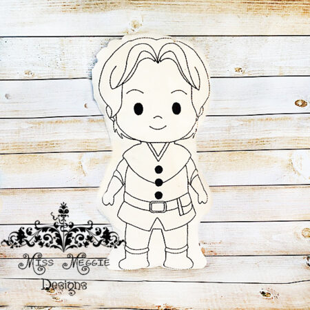Doodle doll coloring stuffie Prince Flynn  ITH Embroidery file