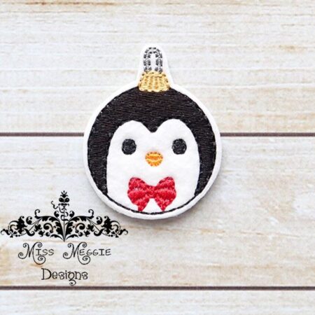 Penguin Bow Ornament feltie ITH Embroidery design file