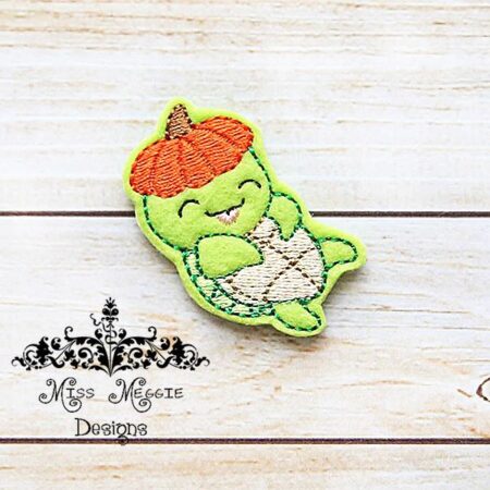 Turtle Pumpkin head feltie ITH Embroidery design file