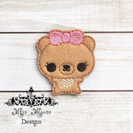 Teddy Bear Baby Girl  feltie ITH Embroidery design file