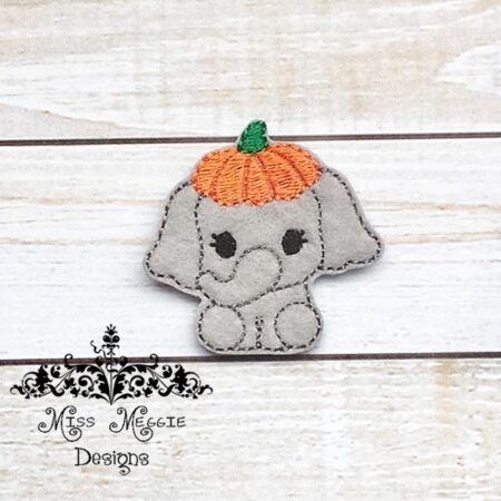 Elephant pumpkin head  feltie ITH Embroidery design file