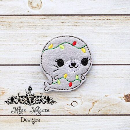 Seal Christmas lights feltie ITH Embroidery design file