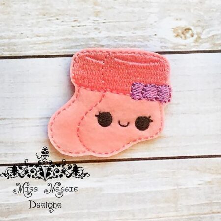 Baby Socks bow  feltie ITH Embroidery design file