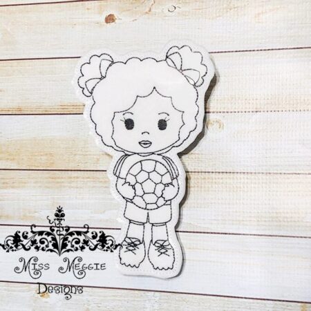 Soccer Girl Sports coloring doll ITH Embroidery design file